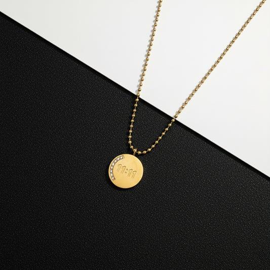 11:11 Angel Number Gold-Plated Pendant Necklace for Women | Minimal & Elegant