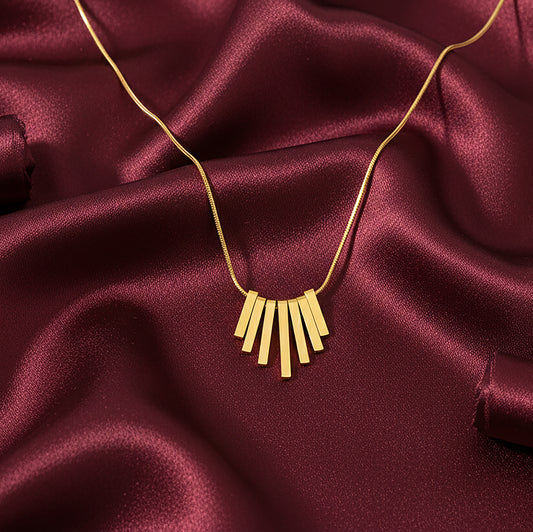 18K Gold Plated Bar Fan Pendant Necklace for Women | Minimal Daily Wear Jewellery