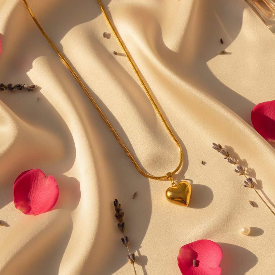 18K Gold Plated Dainty Heart Pendant Necklace for Women & Girls