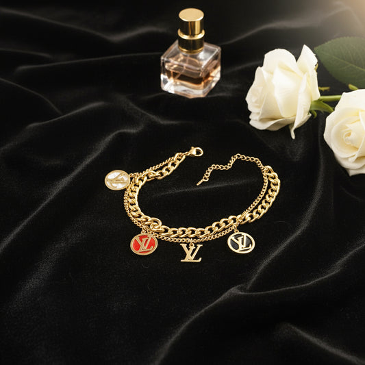 18K Gold Plated Dual Layer Charm Bracelet for Women | Zytoon