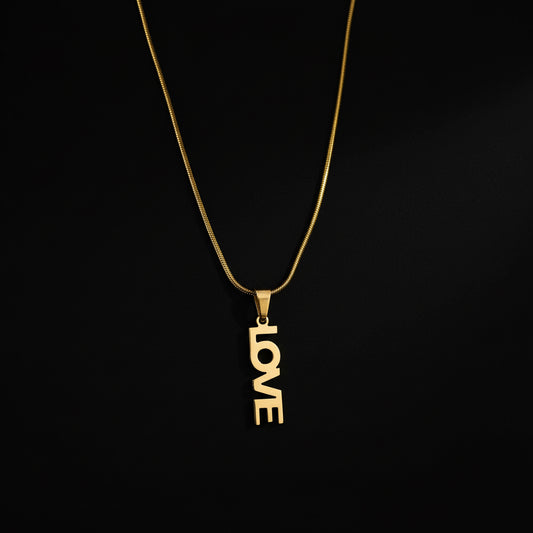 Gold LOVE Pendant Necklace for Women | Minimal Letter Charm Chain