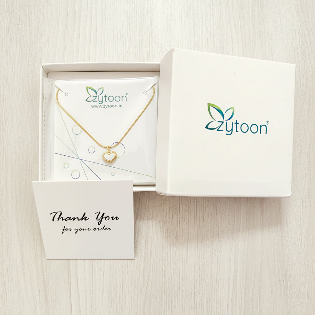 White Heart Pendant Necklace – 18K Gold Plated