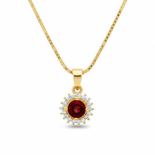 22K Gold Plated AD Halo Pendant Necklace
