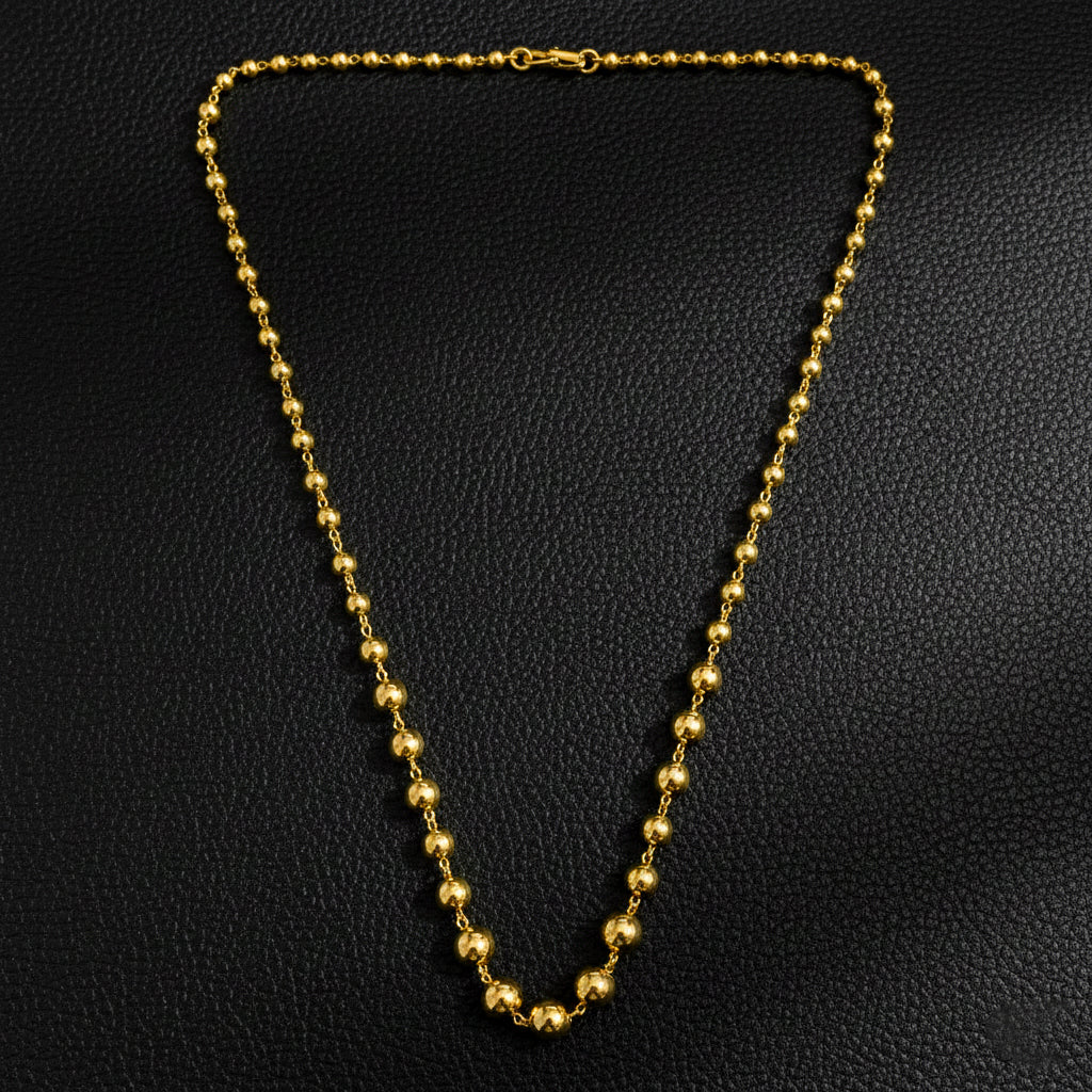 22K Gold Plated Beaded Chain Necklace – Lightweight Fashion Jewellery