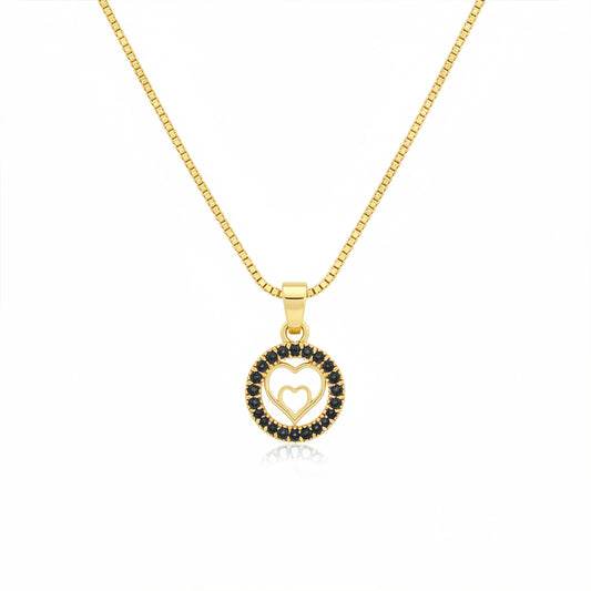 22K Gold Plated Pink Heart Halo Pendant Necklace