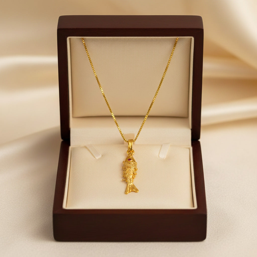 22K Gold Plated Fish Pendant Necklace | Minimal Jewellery