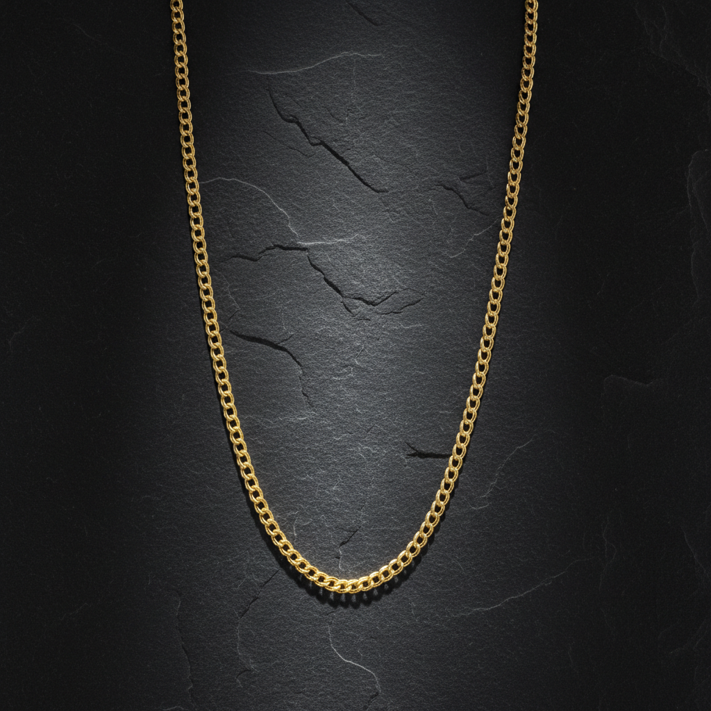 22K Gold Plated Oval Link Chain Necklace 60cm for Women