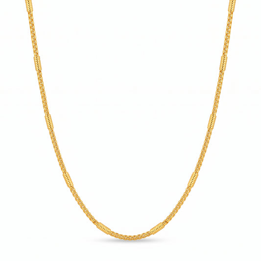 22K Gold-Plated Venetian Box Chain Necklace 60cm for Women