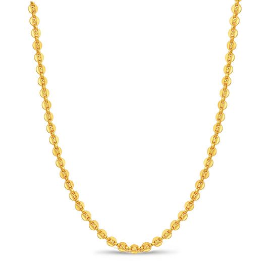 Gold-Plated Chain Necklace, Puff Marine Link Design, 24K Gold Finish