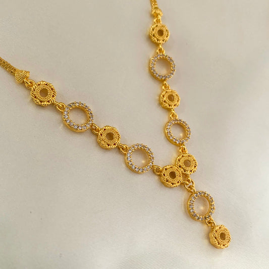 Delicate gold-plated necklace featuring a floral circle drop pendant with sparkling cubic zirconia – perfect for gifting or special occasions