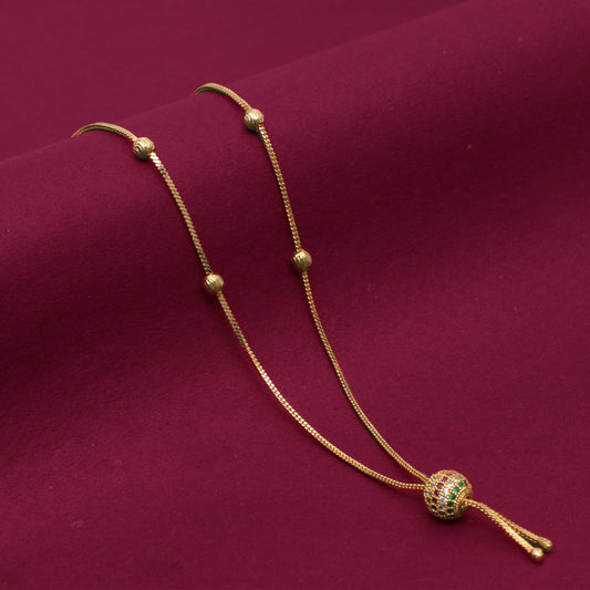 Elegant Gold-Plated Chain Necklace with AD Stone Beaded Pendant