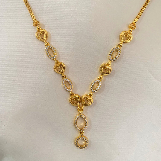 Gold-plated American Diamond necklace – dainty and graceful accessory for daily and festive wear