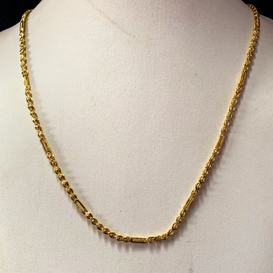 Unisex 60 cm 22K gold-plated chain necklace with diamond-cut links – timeless accessory for modern and traditional outfits