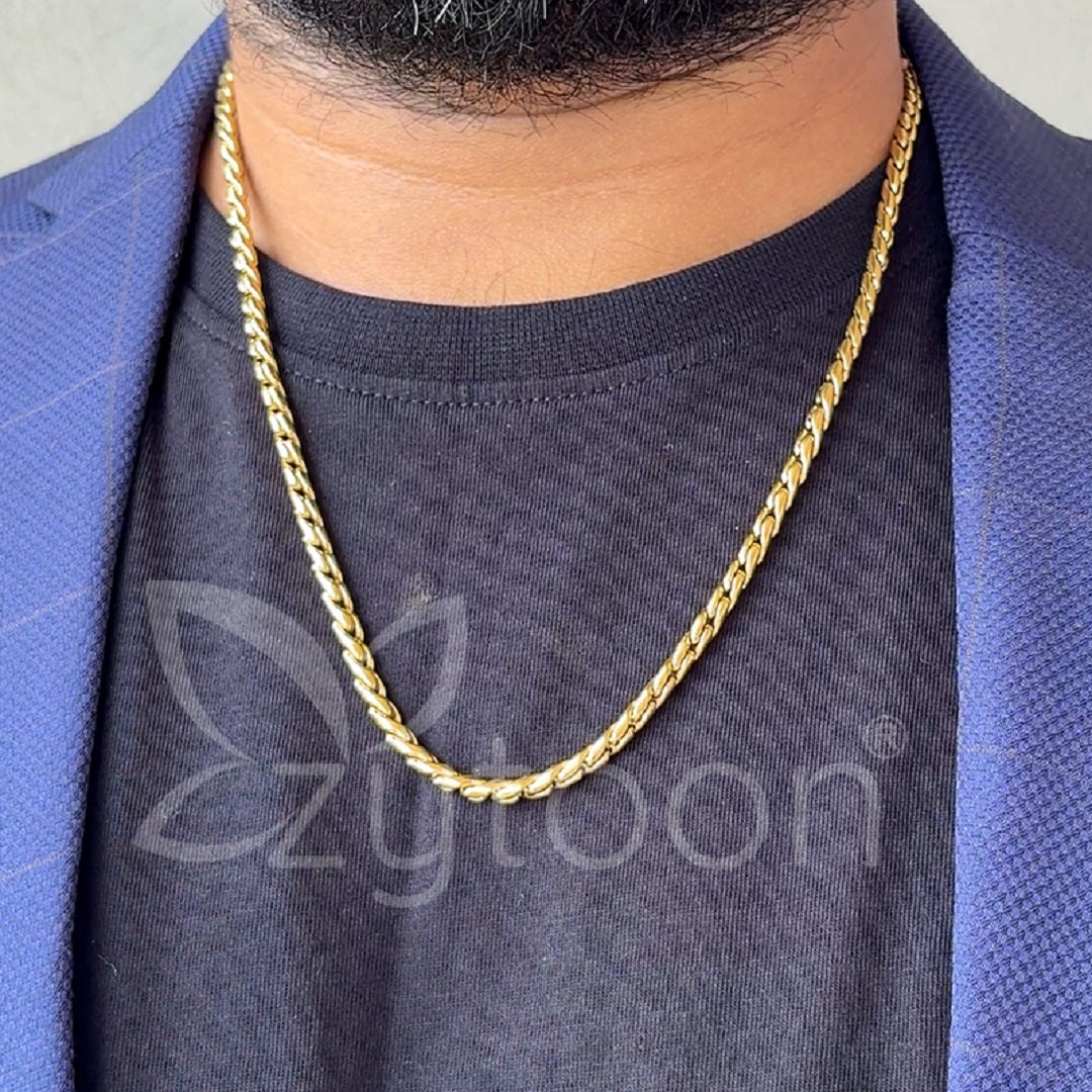 Men's Gold Plated Palm Link Chain Necklace – Durable & Stylish