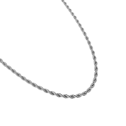 Men's Silver-Tone Rope Chain Necklace - Twisted Link Design