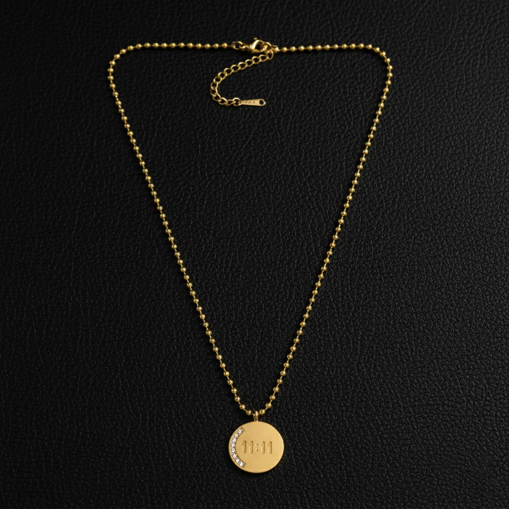 11:11 Angel Number Gold-Plated Pendant Necklace for Women | Minimal & Elegant
