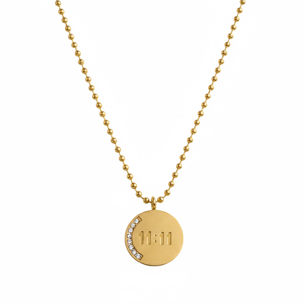 11:11 Angel Number Gold-Plated Pendant Necklace for Women | Minimal & Elegant