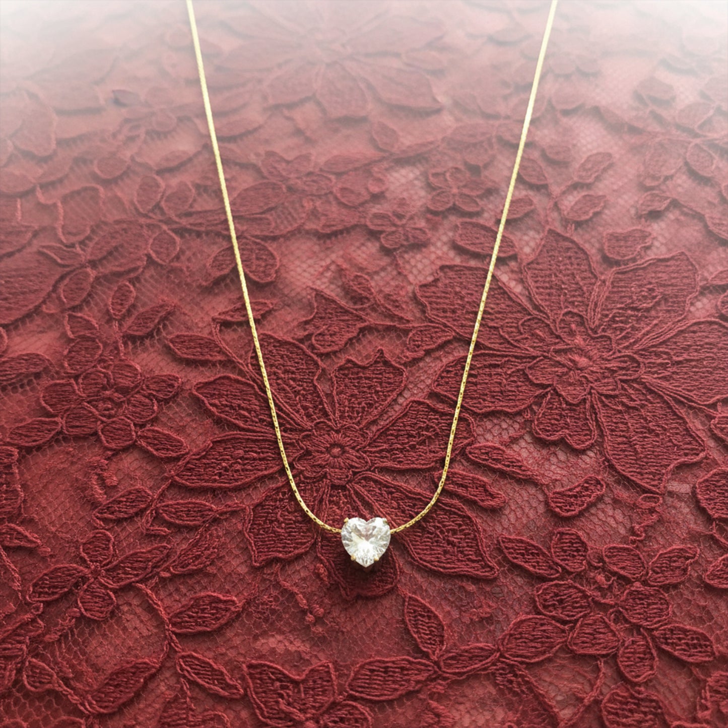 Crystal Heart Pendant Necklace – 18K Gold Plated