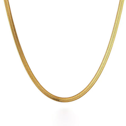 18K Gold Plated Anti-Tarnish Herringbone Flat Snake Chain Necklace for Girls and Women | Minimal Jewellery