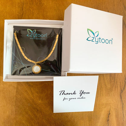 18K Gold Plated Mother of Pearl & Roman Numeral Pendant Necklace - Dainty Cube Chain