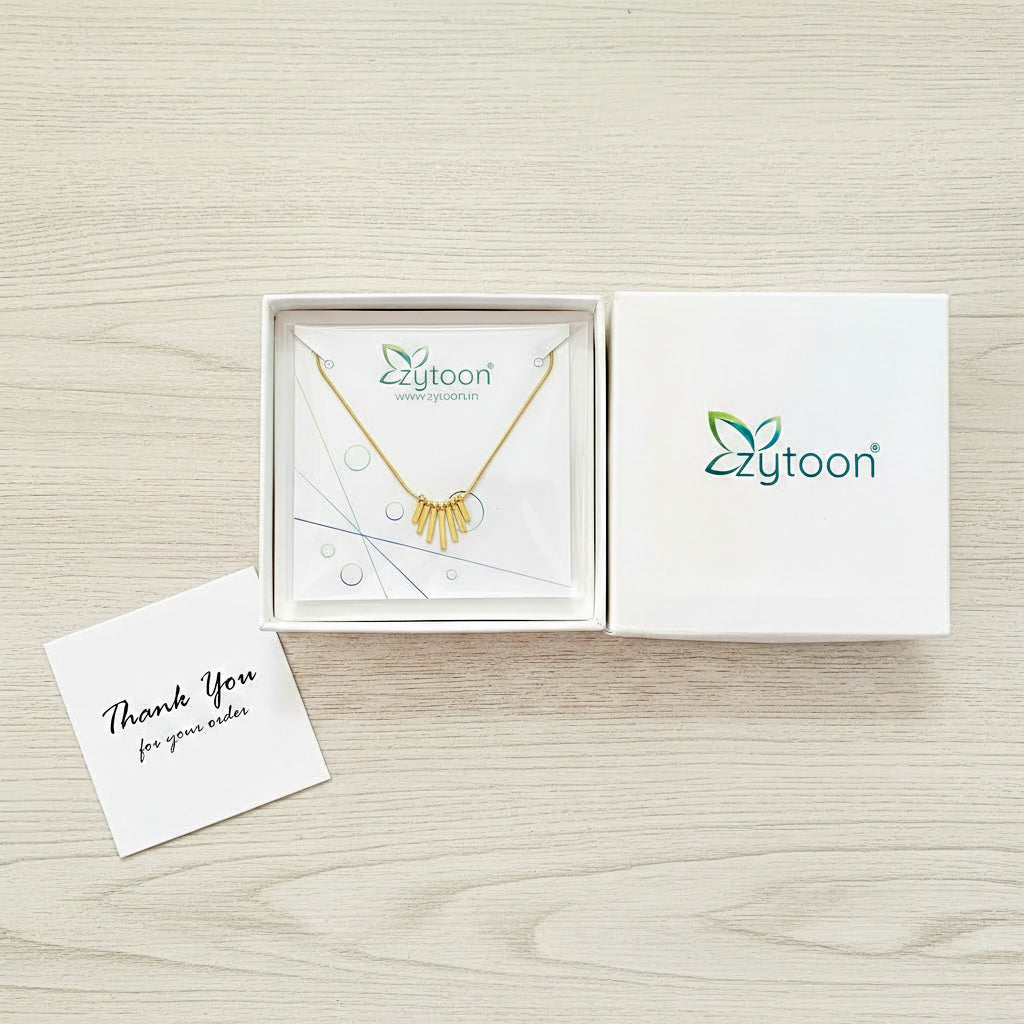 18K Gold Plated Bar Fan Pendant Necklace for Women | Minimal Daily Wear Jewellery