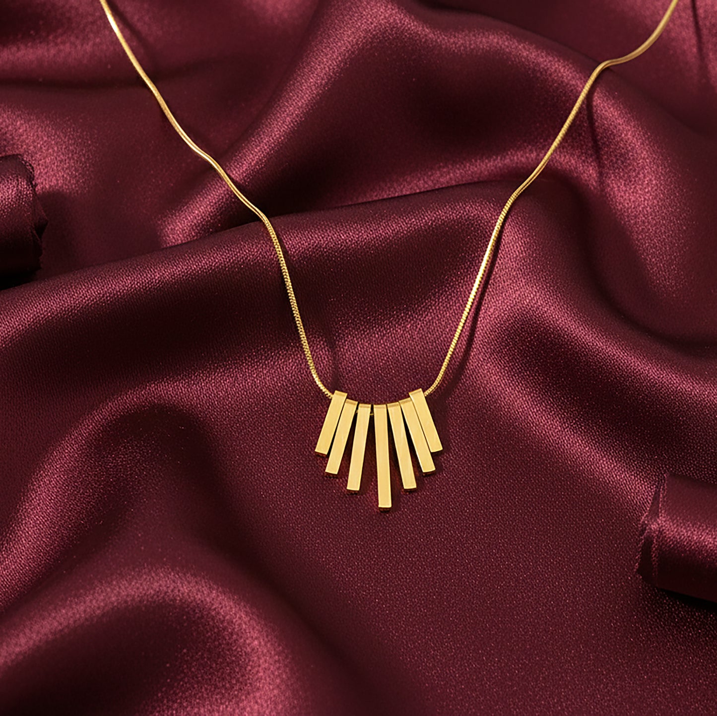 18K Gold Plated Bar Fan Pendant Necklace for Women | Minimal Daily Wear Jewellery