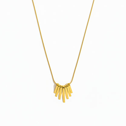 18K Gold Plated Bar Fan Pendant Necklace for Women | Minimal Daily Wear Jewellery
