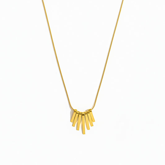 18K Gold Plated Bar Fan Pendant Necklace for Women | Minimal Daily Wear Jewellery