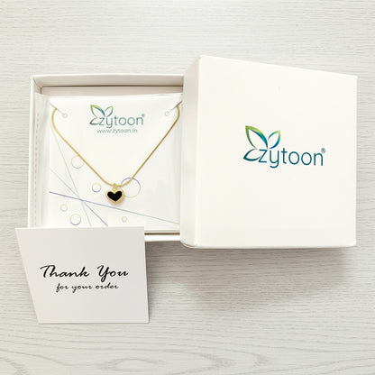 Black Heart Pendant Necklace – 18K Gold Plated