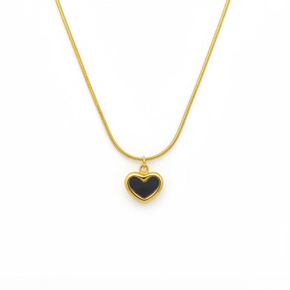 Black Heart Pendant Necklace – 18K Gold Plated