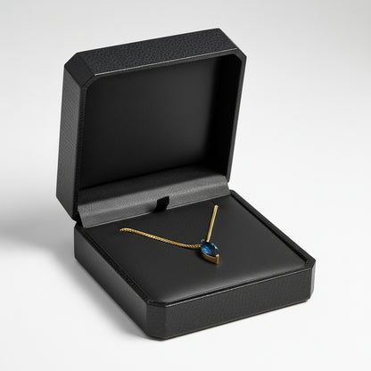 18K Gold Plated Blue Marquise Pendant Necklace for Women | Elegant Minimal Chain by Zytoon