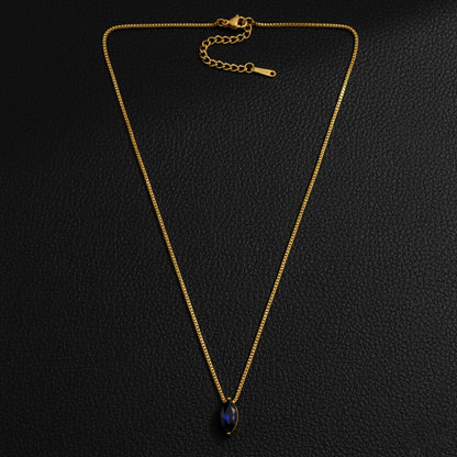 18K Gold Plated Blue Marquise Pendant Necklace for Women | Elegant Minimal Chain by Zytoon