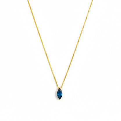 18K Gold Plated Blue Marquise Pendant Necklace for Women | Elegant Minimal Chain by Zytoon