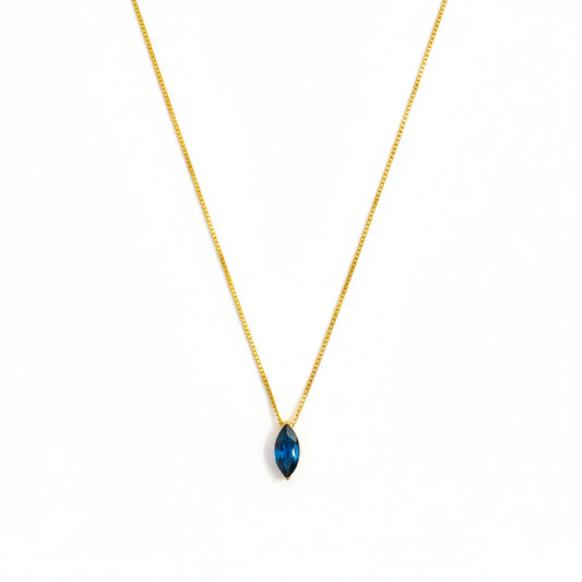 18K Gold Plated Blue Marquise Pendant Necklace for Women | Elegant Minimal Chain by Zytoon