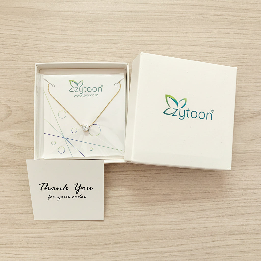 Crystal Heart Pendant Necklace – 18K Gold Plated