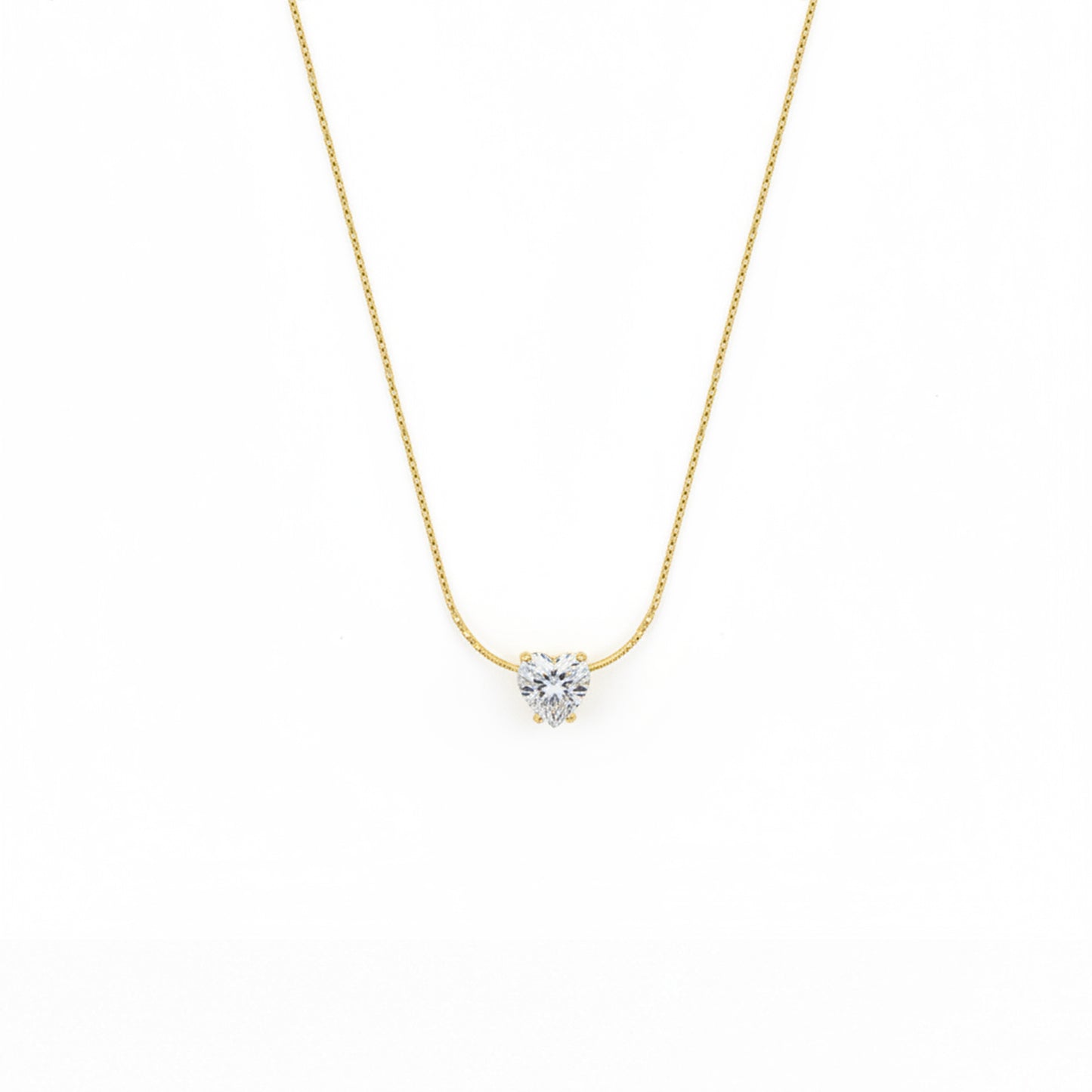 Crystal Heart Pendant Necklace – 18K Gold Plated