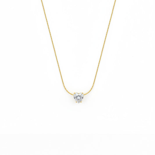 Crystal Heart Pendant Necklace – 18K Gold Plated