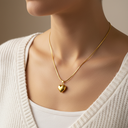 18K Premium Gold Plated Dainty Heart Pendant Necklace | Anti Tarnish | Skin-Friendly