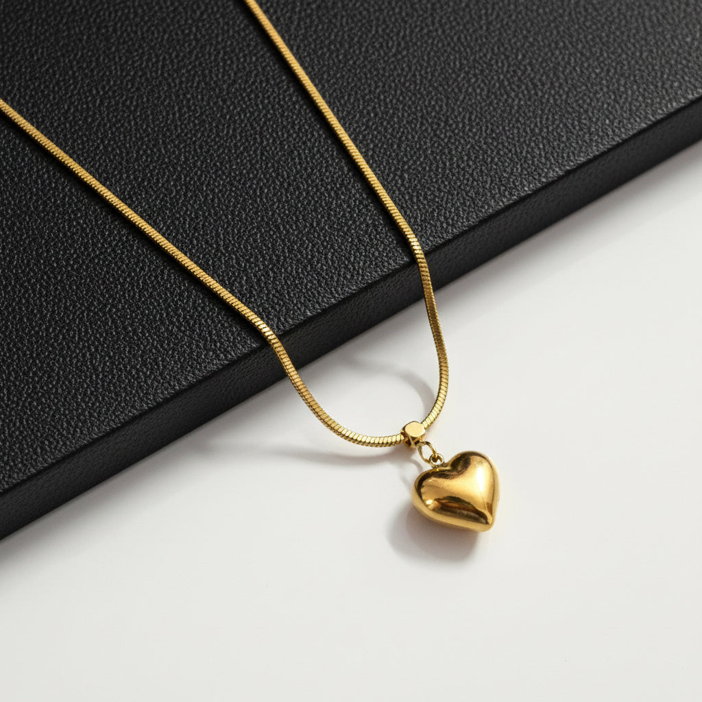 18K Gold Plated Dainty Heart Pendant Necklace for Women & Girls