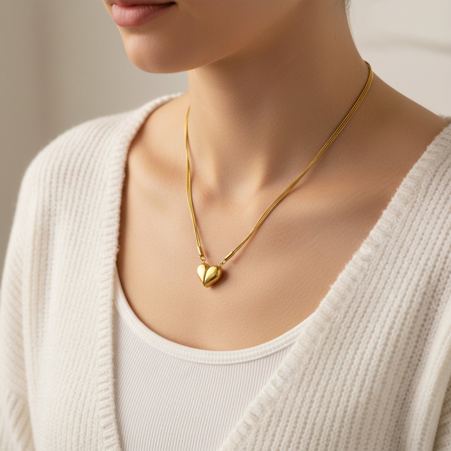Magnetic Heart Lock Necklace – 18K Premium Gold Plated | Anti Tarnish
