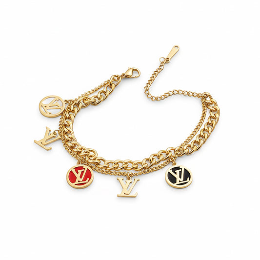 18K Gold Plated Dual Layer Charm Bracelet for Women | Zytoon