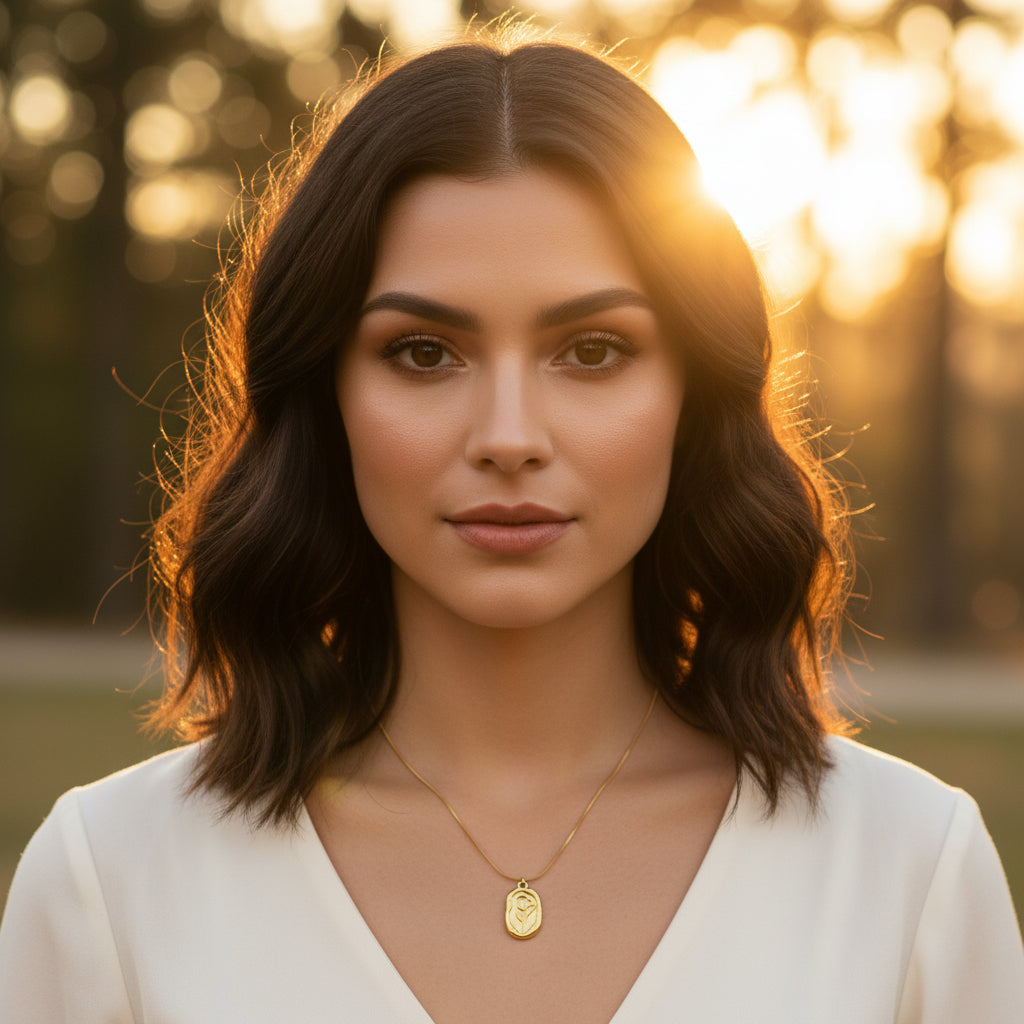 18K Gold Plated Embossed Rose Pendant Necklace for Women | Minimal Aesthetic Chain by Zytoon