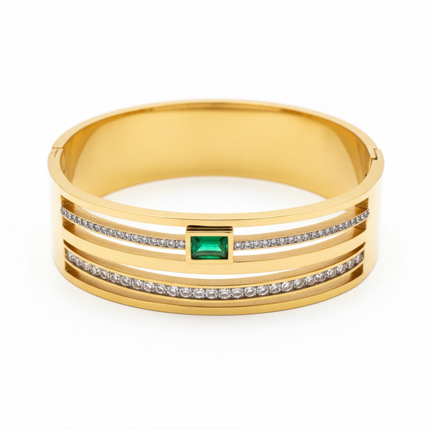 18K Gold Plated Emerald Kada Bracelet for Women | Zytoon Jewelry