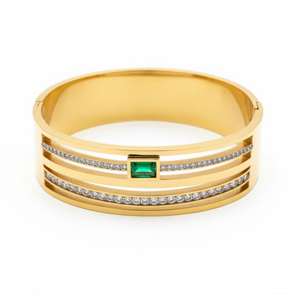 18K Gold Plated Emerald Kada Bracelet for Women | Zytoon Jewelry