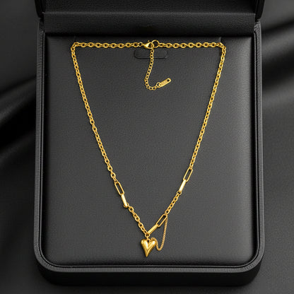 18K Gold Plated Heart Pendant Necklace | Minimal Paperclip Chain | Anti-Tarnish Daily Wear Jewelry by Zytoon