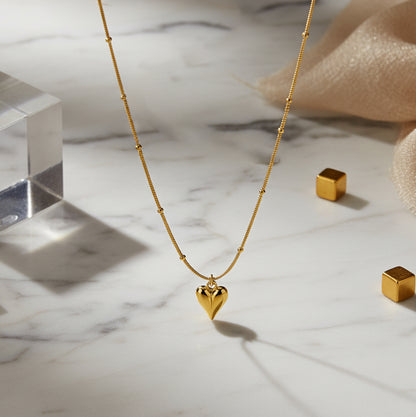18K Gold Plated Heart Pendant Necklace – Minimal & Anti-Tarnish