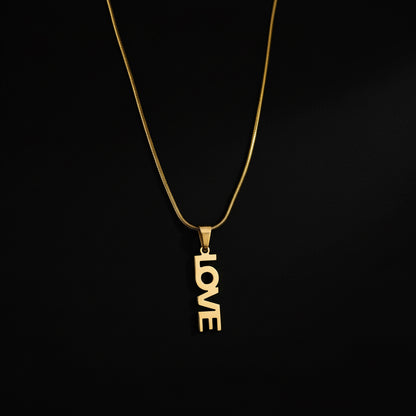 Gold LOVE Pendant Necklace for Women | Minimal Letter Charm Chain