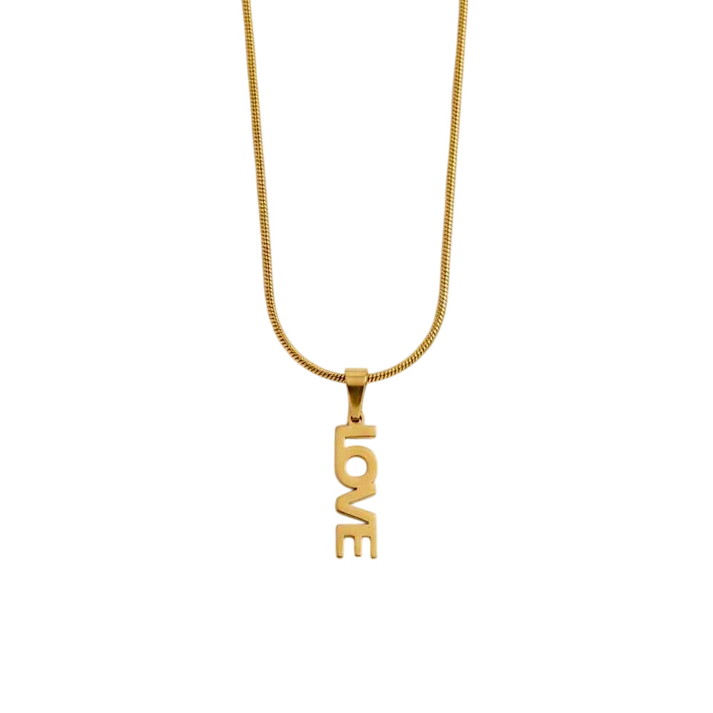 Gold LOVE Pendant Necklace for Women | Minimal Letter Charm Chain