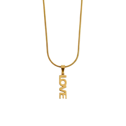 Gold LOVE Pendant Necklace for Women | Minimal Letter Charm Chain