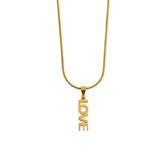Gold LOVE Pendant Necklace for Women | Minimal Letter Charm Chain